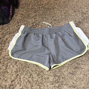 Gray Women’s Athletic Shorts with Lime Trim